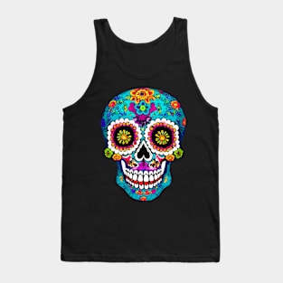 Sugar Skull Drawing Multicolored Tank Top